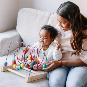 mom playing with a toddler