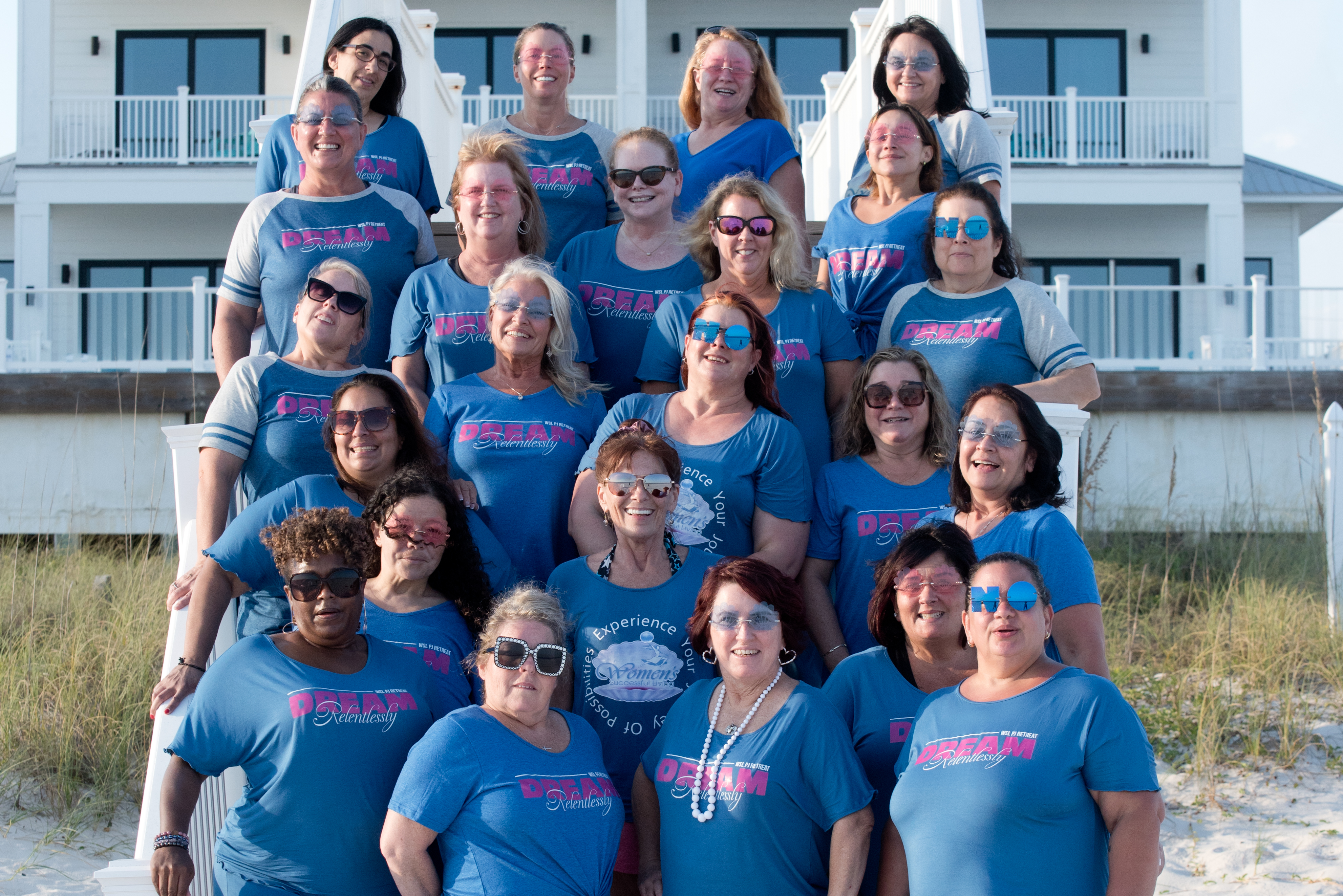 women in blue pajamas
