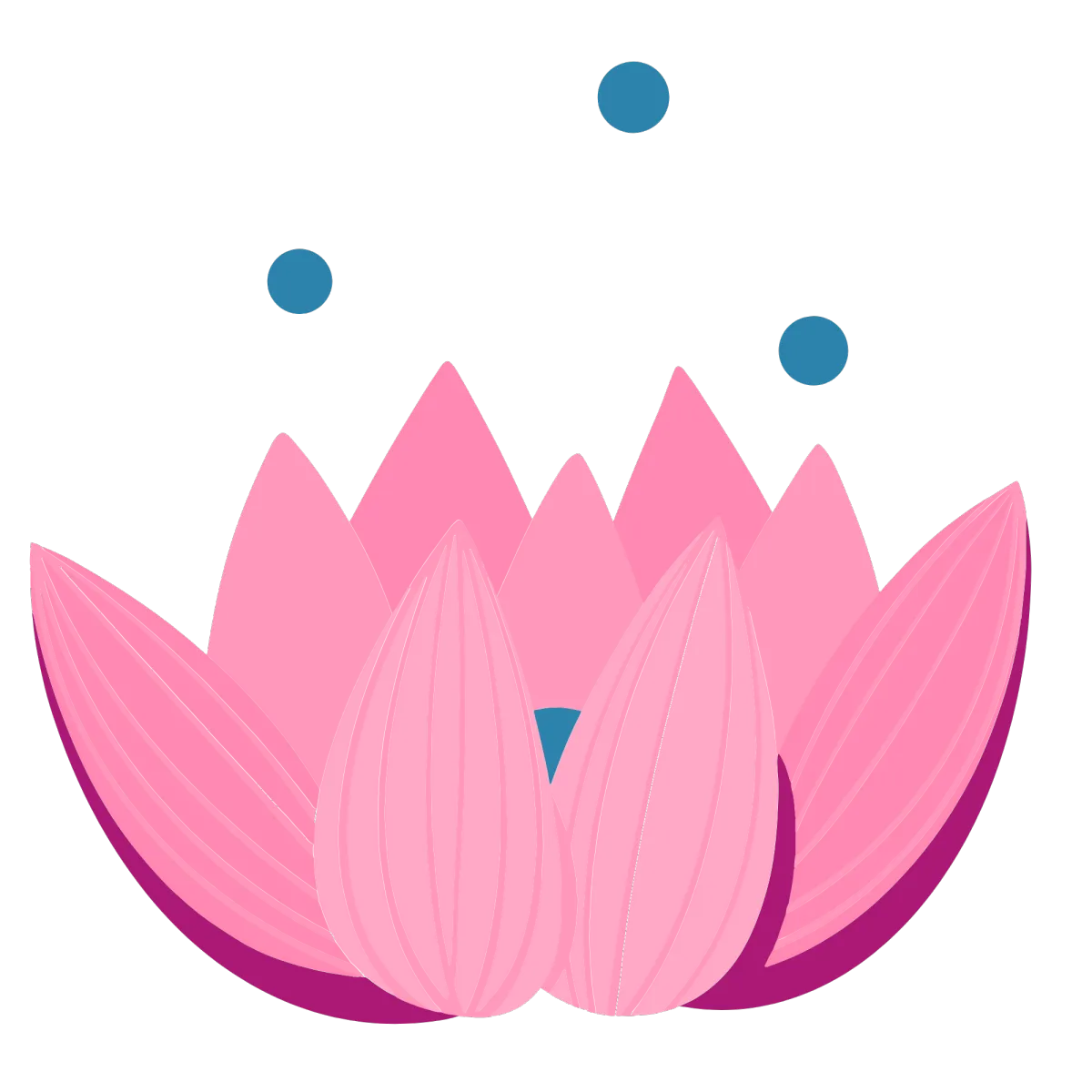Pink lotus icon symbolizing calm and wellness.