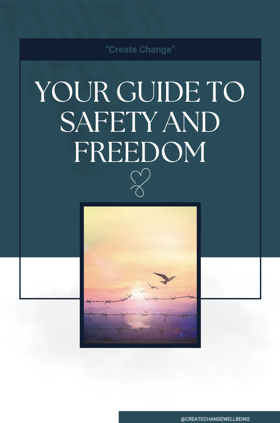 Cover image of 'Your Guide to Safety and Freedom' by Caroline Hargreaves, featuring a symbolic sunset scene with a bird flying over barbed wire – a trauma-informed resource for reclaiming inner safety, choice, and emotional freedom.