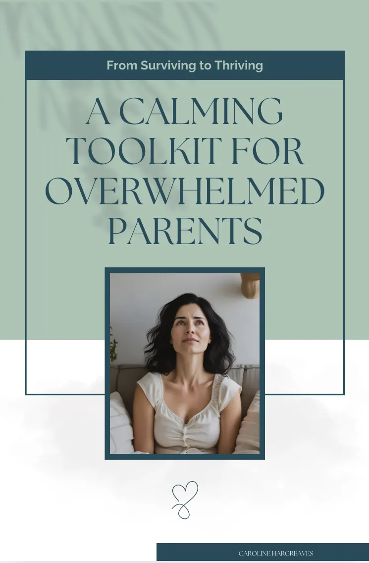 Cover image of 'Your Trauma Awareness Guide' by Caroline Hargreaves, featuring a serene blue and pink illustration of a person standing in sunlight, surrounded by waves and leaves – a supportive resource for identifying, understanding, and healing trauma.