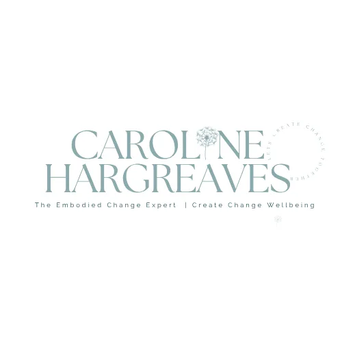 Logo with white background and green words that say - Caroline Hargreaves