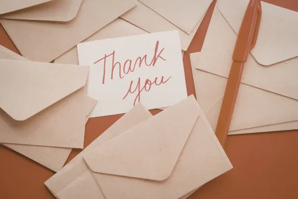 Handwritten thank-you note inside product packaging