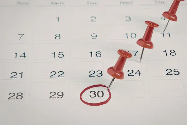 Calendar with milestones marked