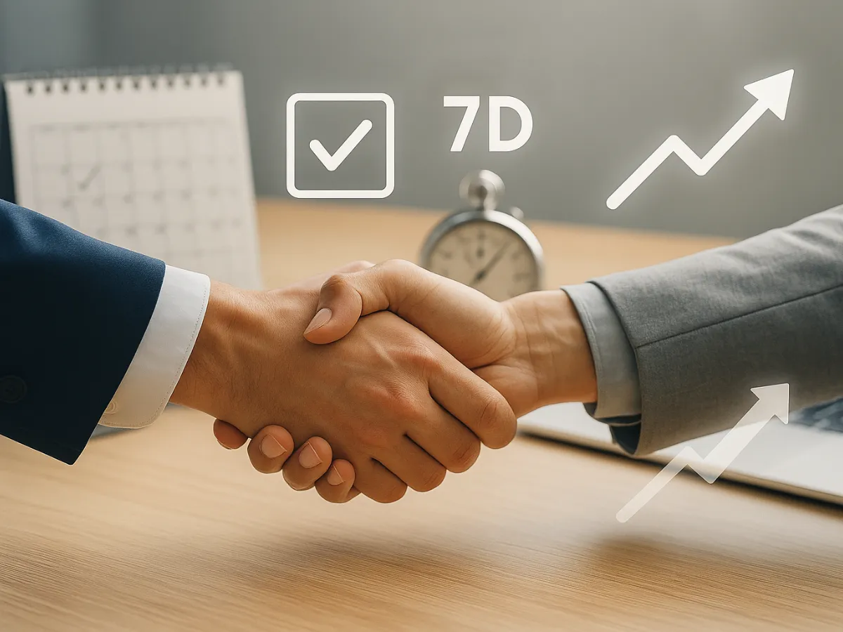 Trustworthy agreement imagery with subtle success cues by Ian Lacovara and I Ninja LLC