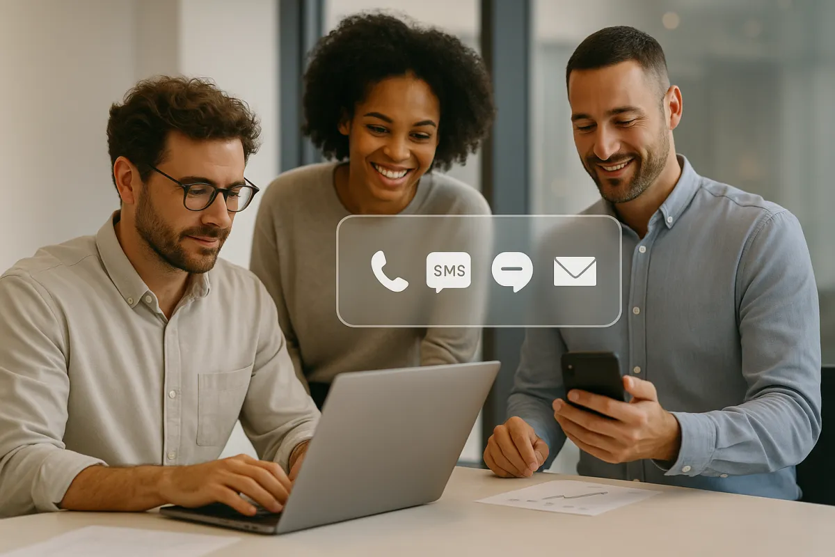 Team providing concierge onboarding supported by AI dashboard.