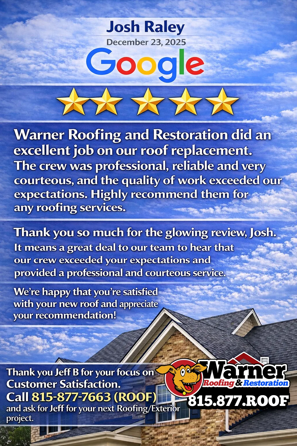 Review for Jeff Bergman for Roofing Work