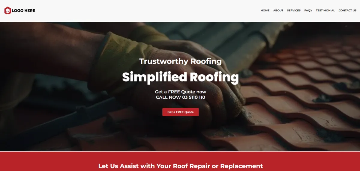 Roofing company wesite designed by DLR Digial