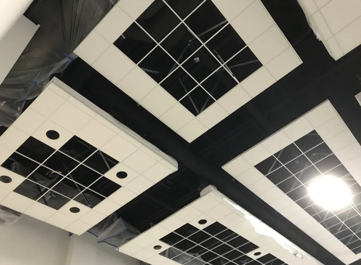Custom acoustic ceiling tiles commercial building Seattle