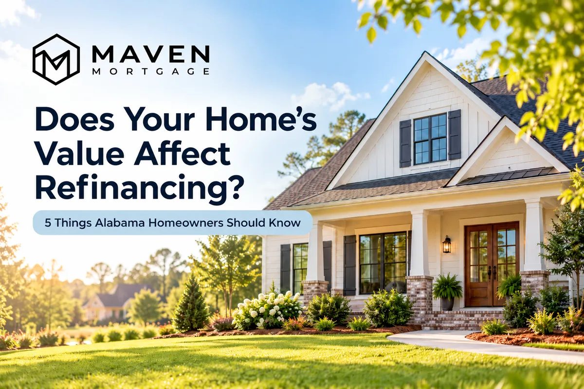 Alabama home illustrating how property value affects mortgage refinancing options
