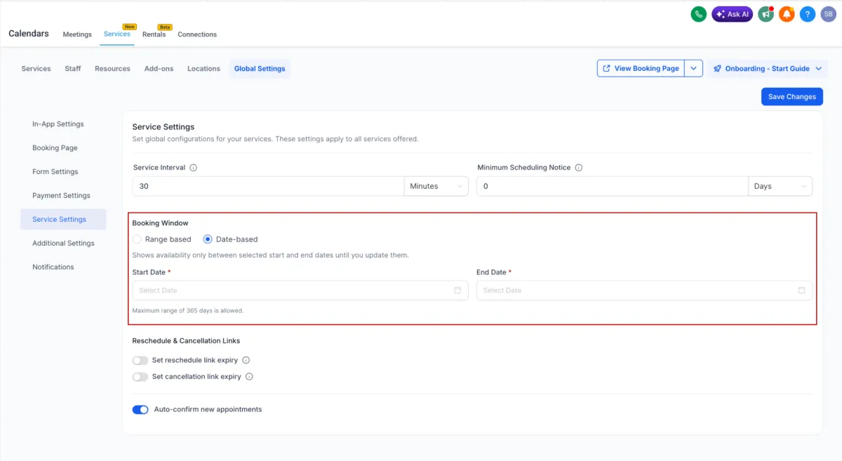 Services (v2) 🚀 Date-Based Booking Window is now live!