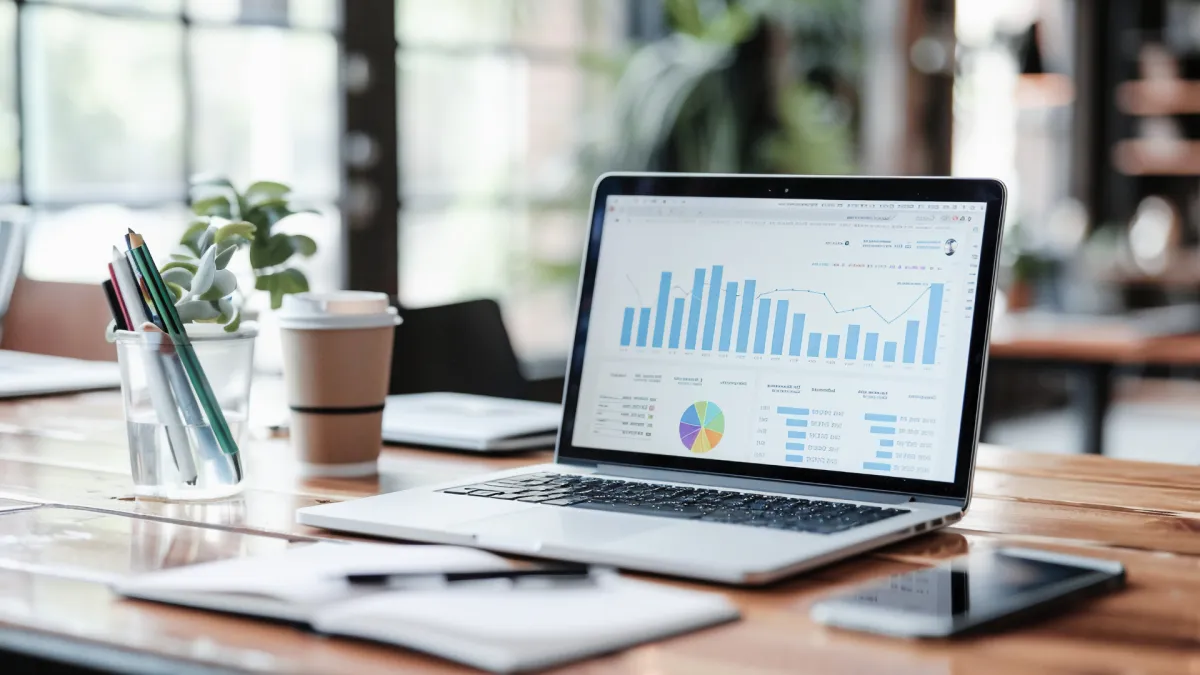 QuickBooks Online bookkeeping dashboard on a laptop screen