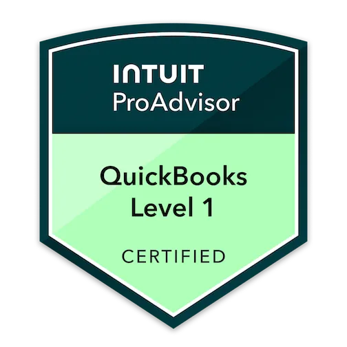 Intuit QuickBooks Certification Level 1 ProAdvisor badge