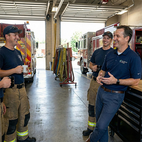 firefighters chatting