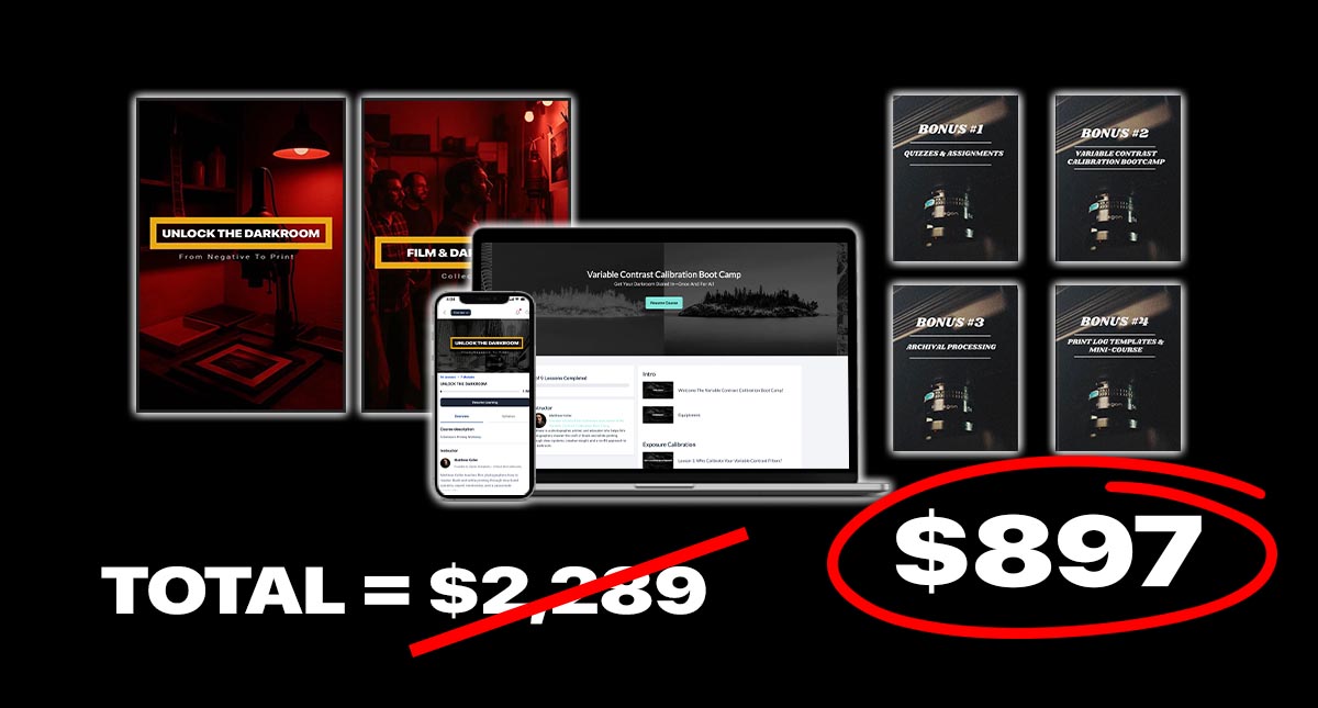 Black and white printing workshop with live darkroom demonstrations