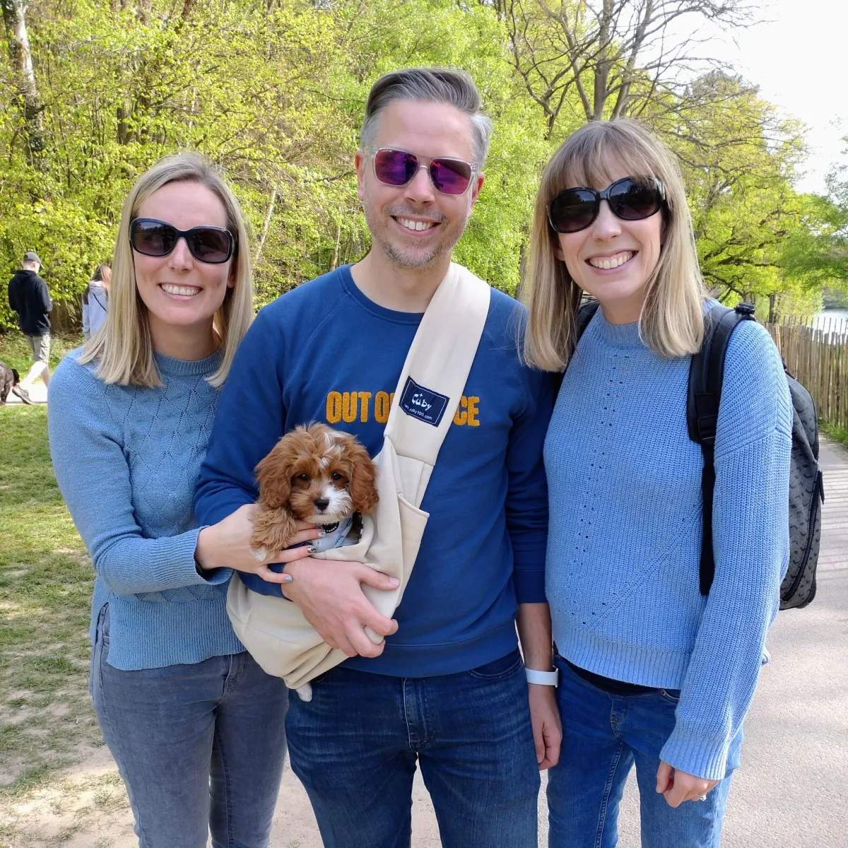 Fiona, Holly, James and a small cavapoo. Ready to talk about raising children in the AI era