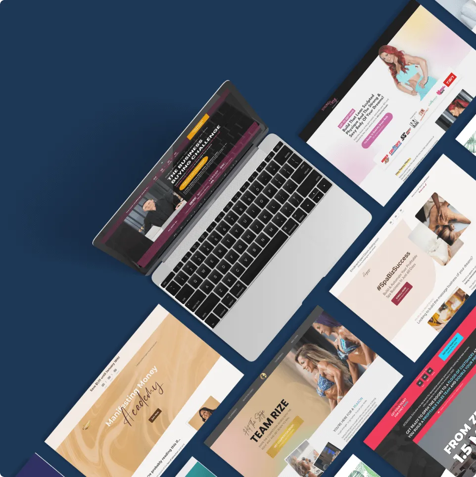 Info-product landing page mockup.