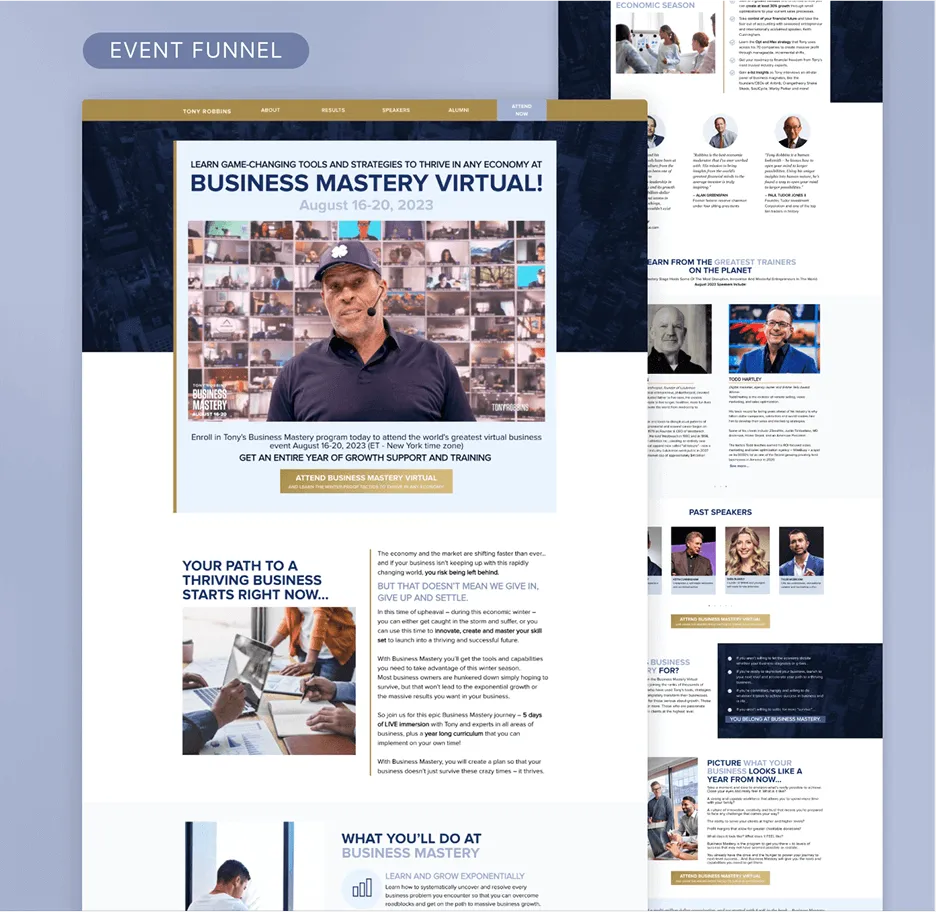 Info-product landing page mockup for business coaching offer