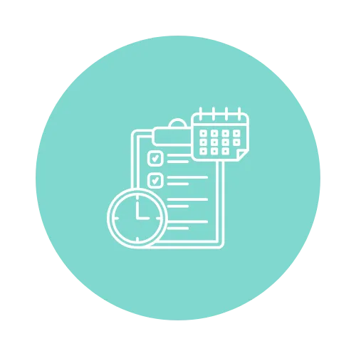 Clipboard and calendar icon representing action planning