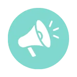 Megaphone icon representing communication and outreach