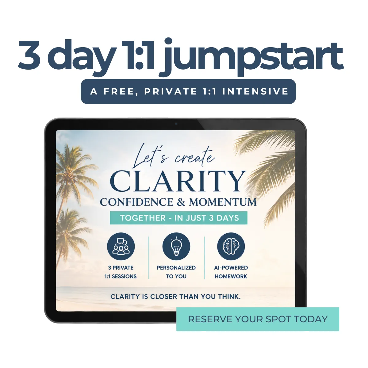 3 Day 1:1 Jumpstart program displayed on a tablet