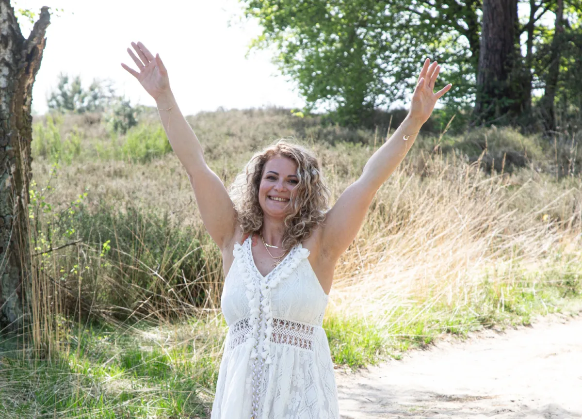 woman standing on white background