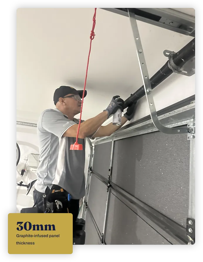 Garage door after insulation installation