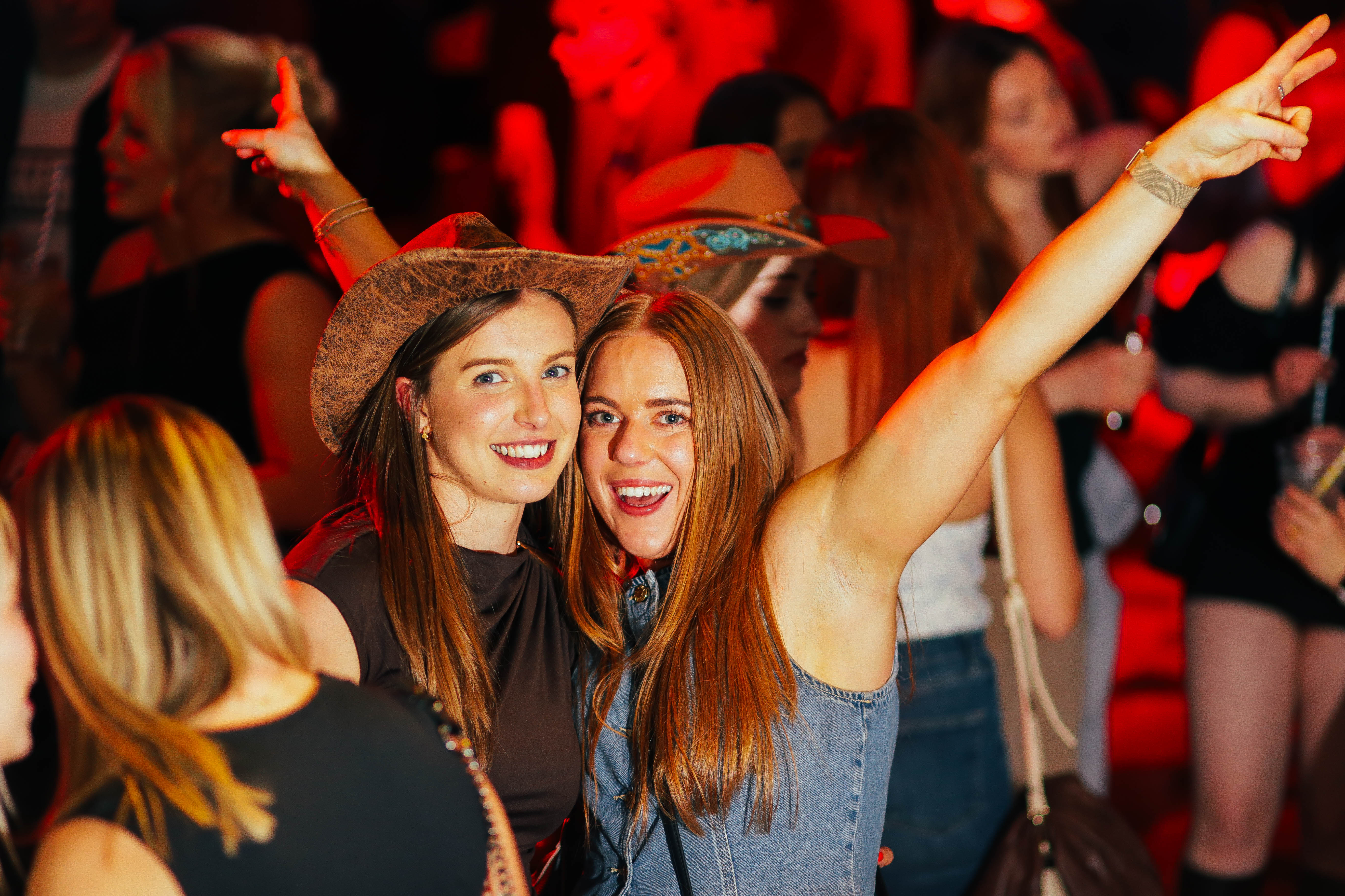 Large student group posing at Cowgirls & Country