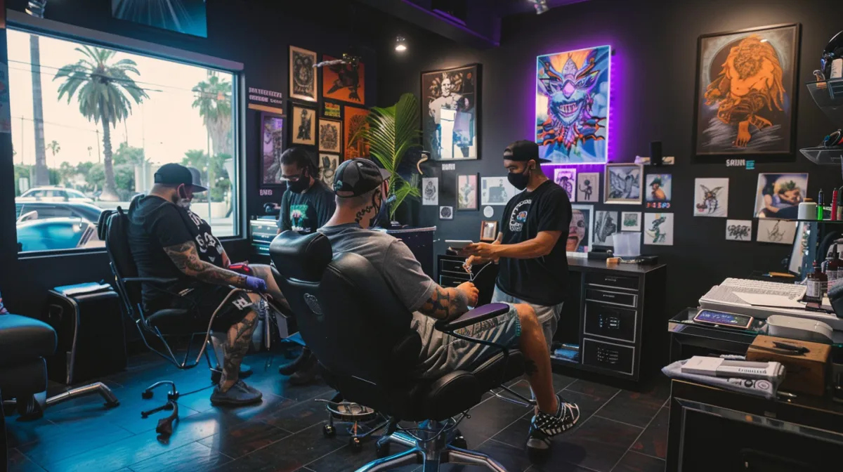 Tattoo shop owner maximizing chair capacity and revenue with multiple artists consistently booked in Orange County