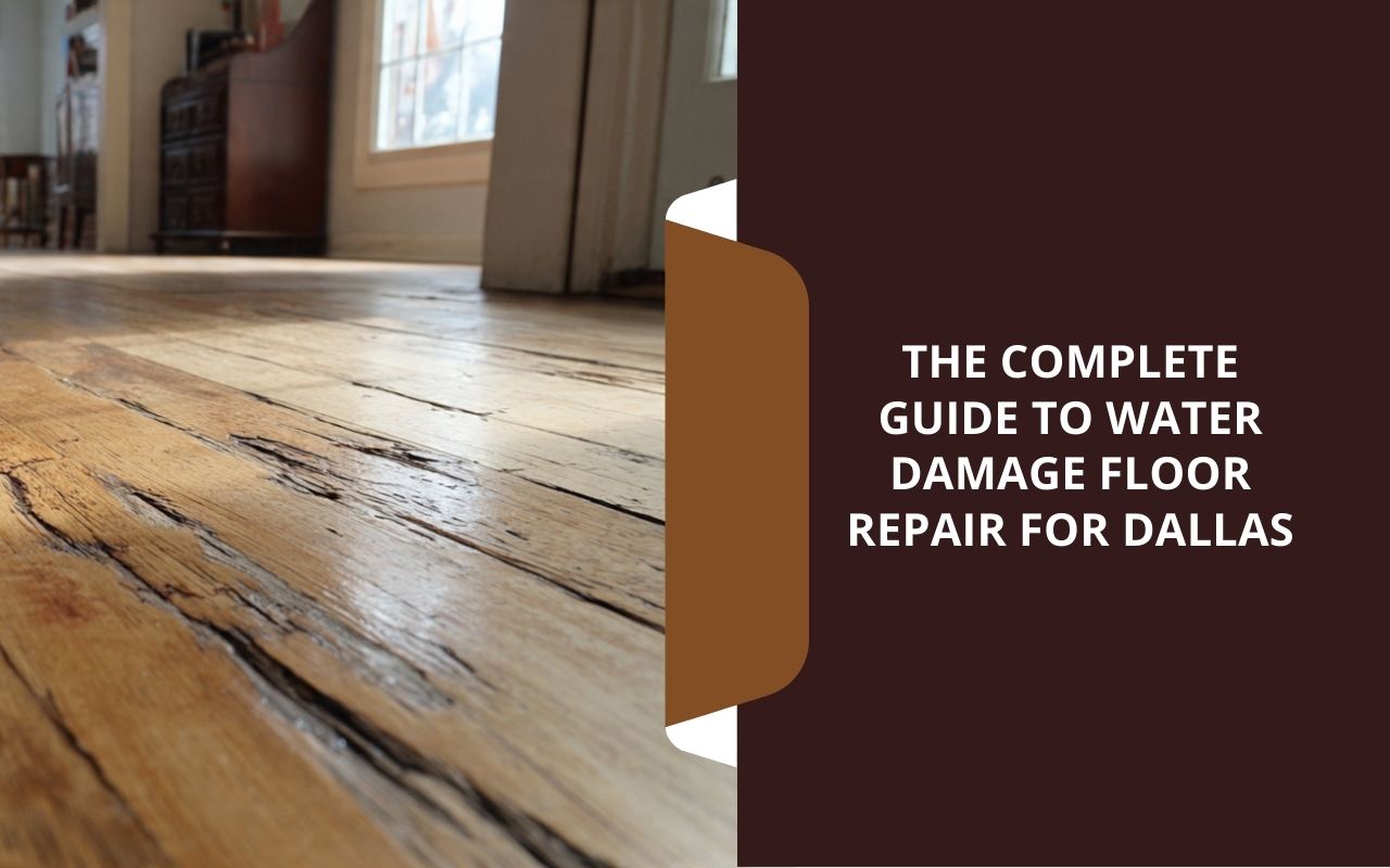 Water damage floor repair for Dallas showing hardwood cupping after a leak