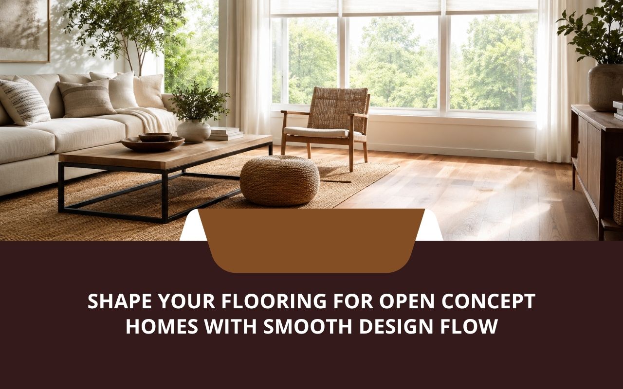 Flooring for open concept homes connecting a Dallas living room and dining area