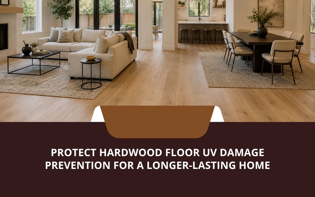Hardwood floor UV damage prevention in a bright living room