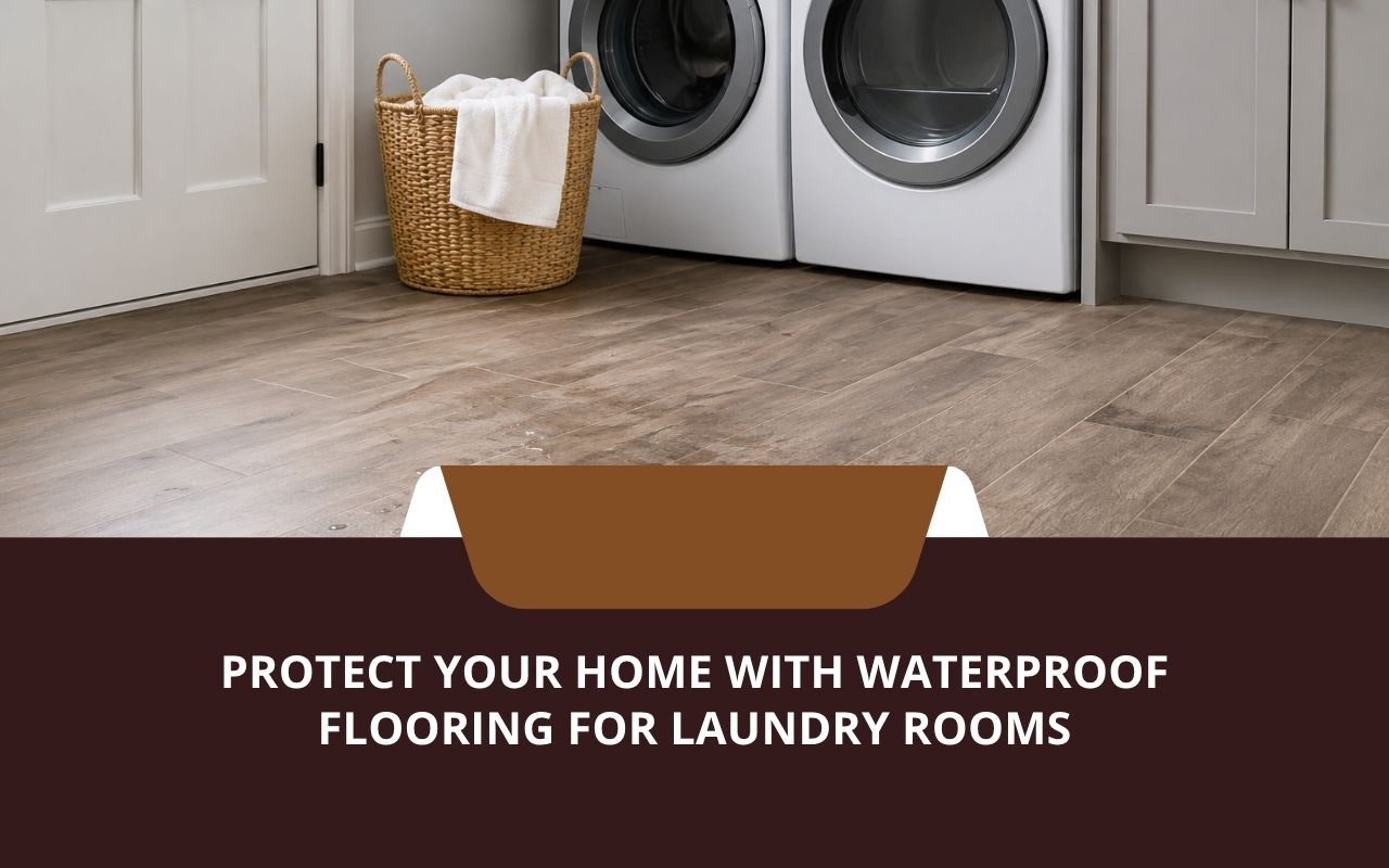Waterproof flooring for laundry rooms with a clean washer and dryer setup