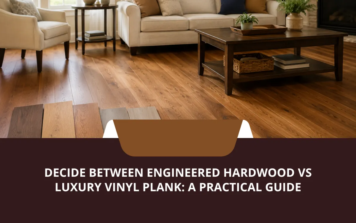 Side-by-side comparison of engineered hardwood vs luxury vinyl plank flooring