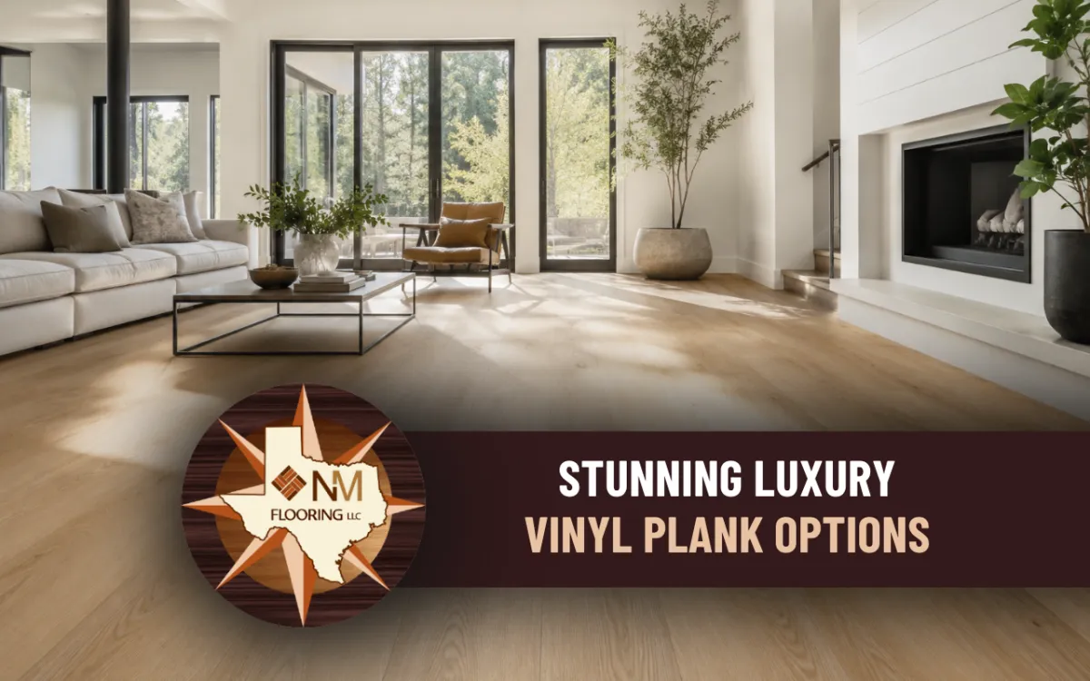 Luxury vinyl plank flooring in a bright residential living room