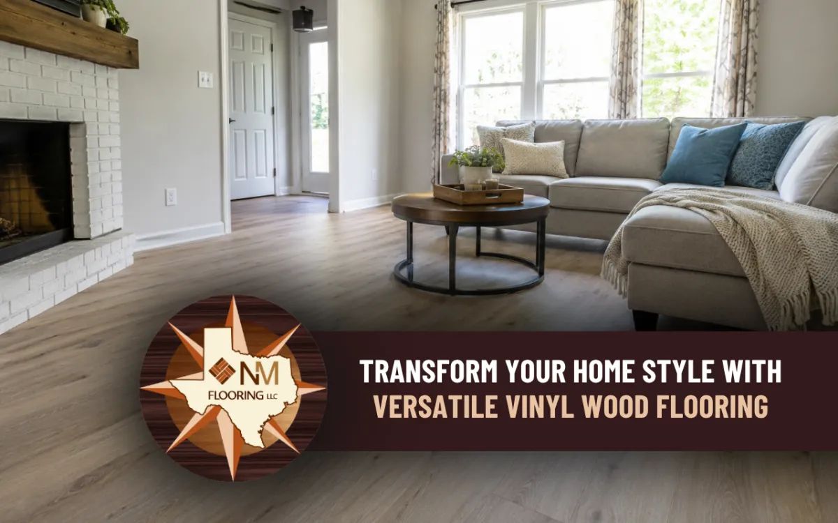 Luxury vinyl plank flooring in a bright residential living room