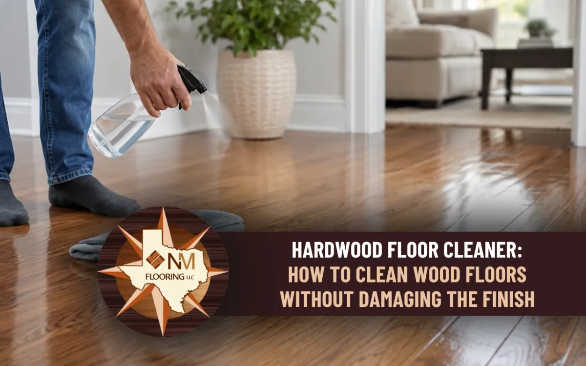Safe hardwood floor cleaner being used on a finished wood floor