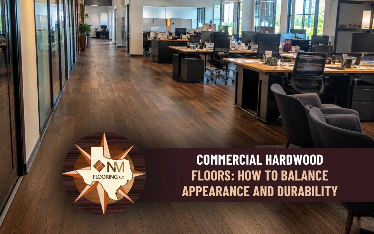 Hardwood flooring installed in a high-traffic commercial office