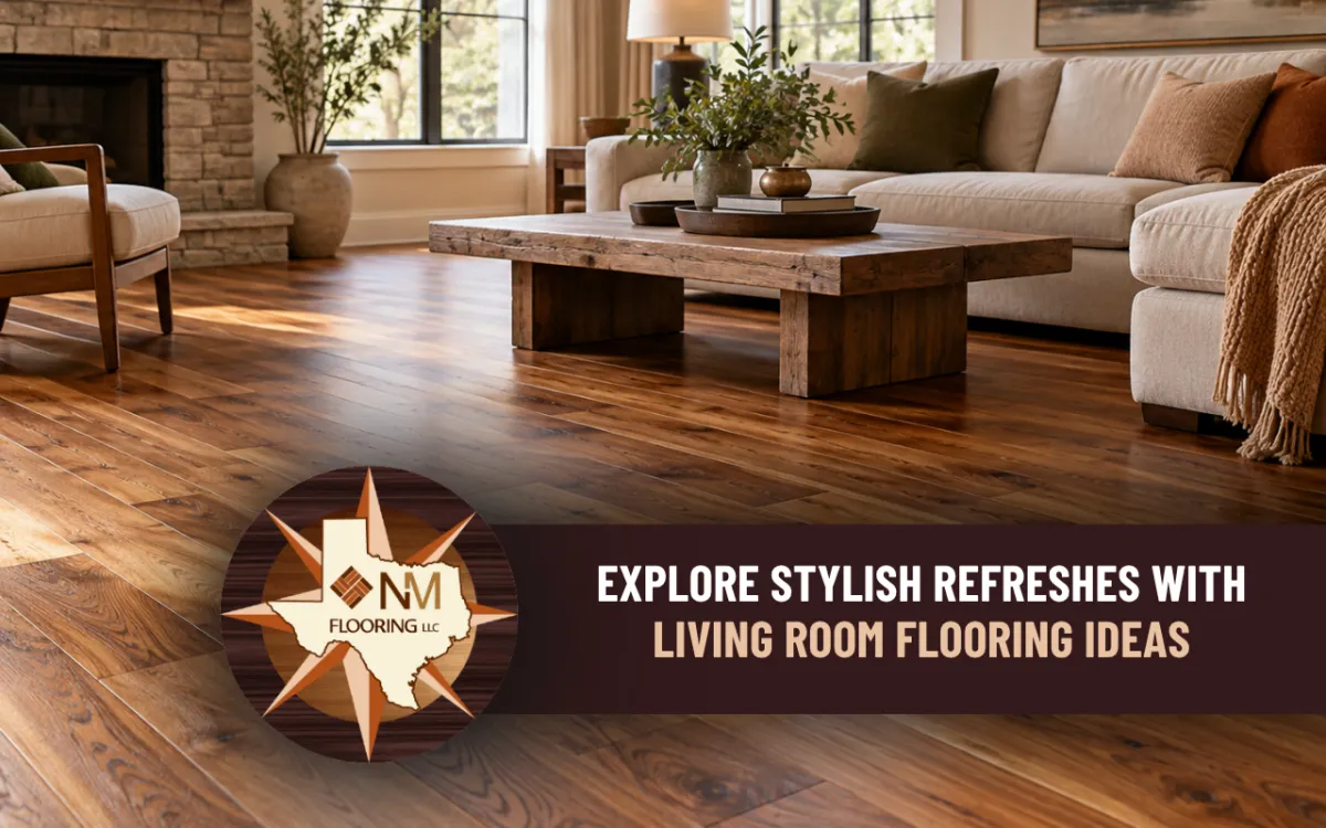 Living room flooring with a warm hardwood look and natural character