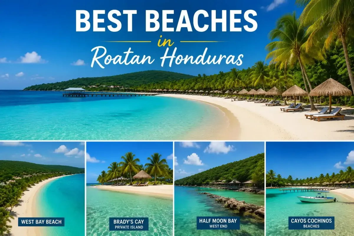 Best beaches in Roatan Honduras featuring West Bay and Brady's Cay private island beach