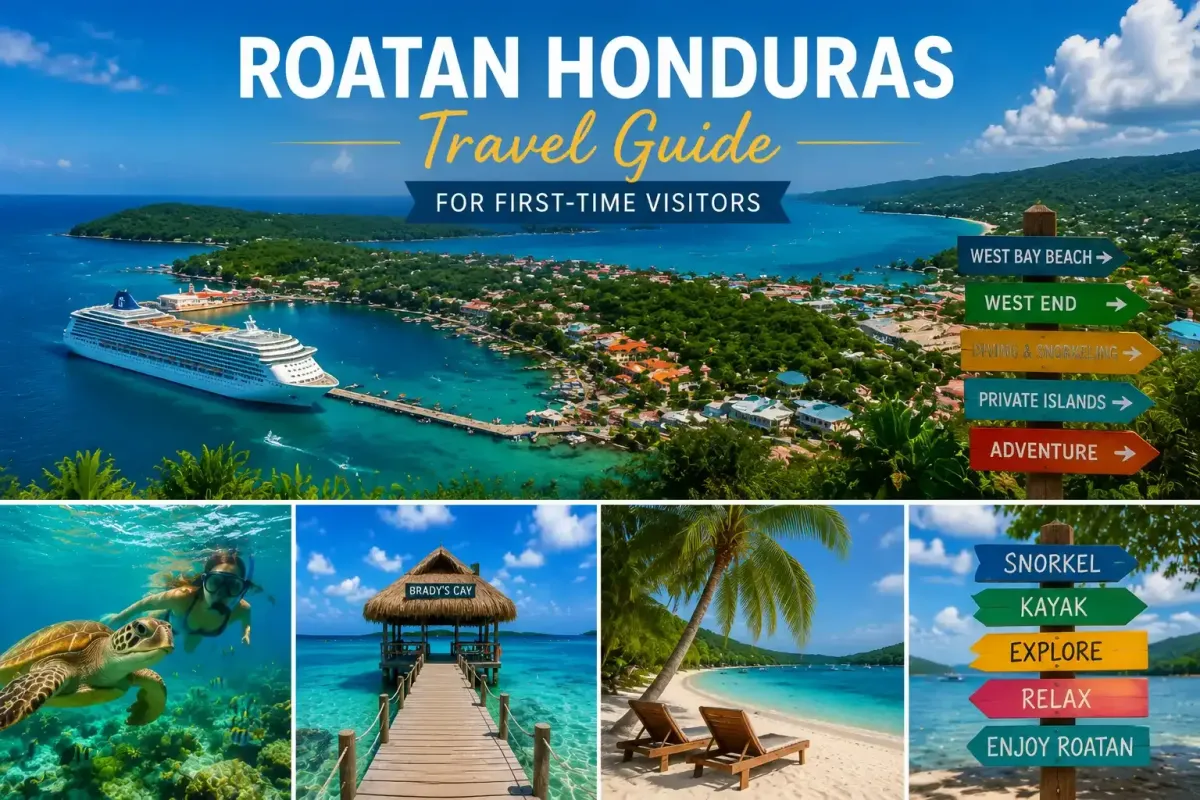 Roatan Honduras travel guide showing beaches, Caribbean water, and island activities