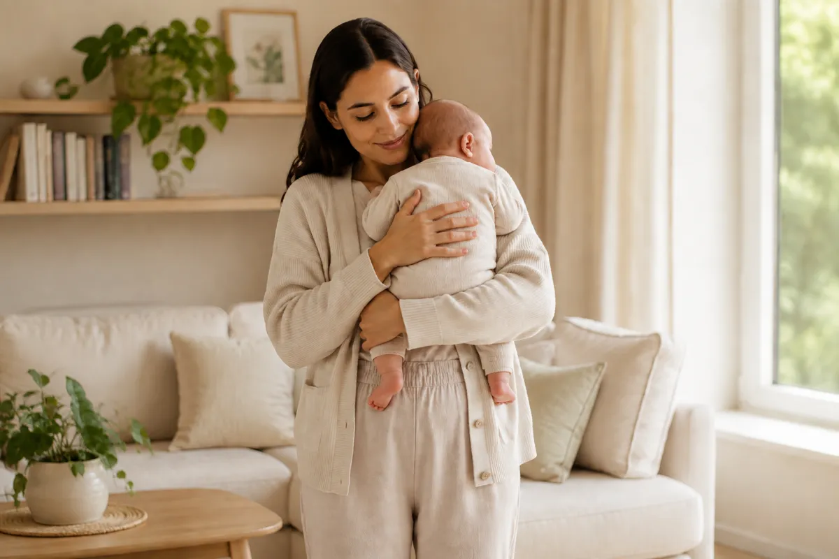 Essential Postpartum Visit - mother with newborn during consult