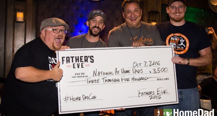 Fathers Eve presenting a $3,500 check to the National At-Home Dad Network at HomeDadCon, 2016