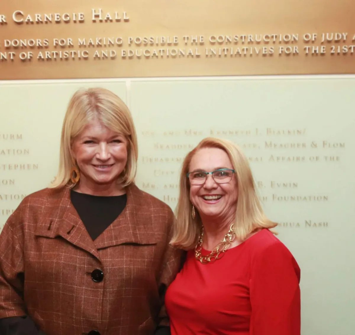 Melinda standing with Martha Stewart at Carnegie Hall