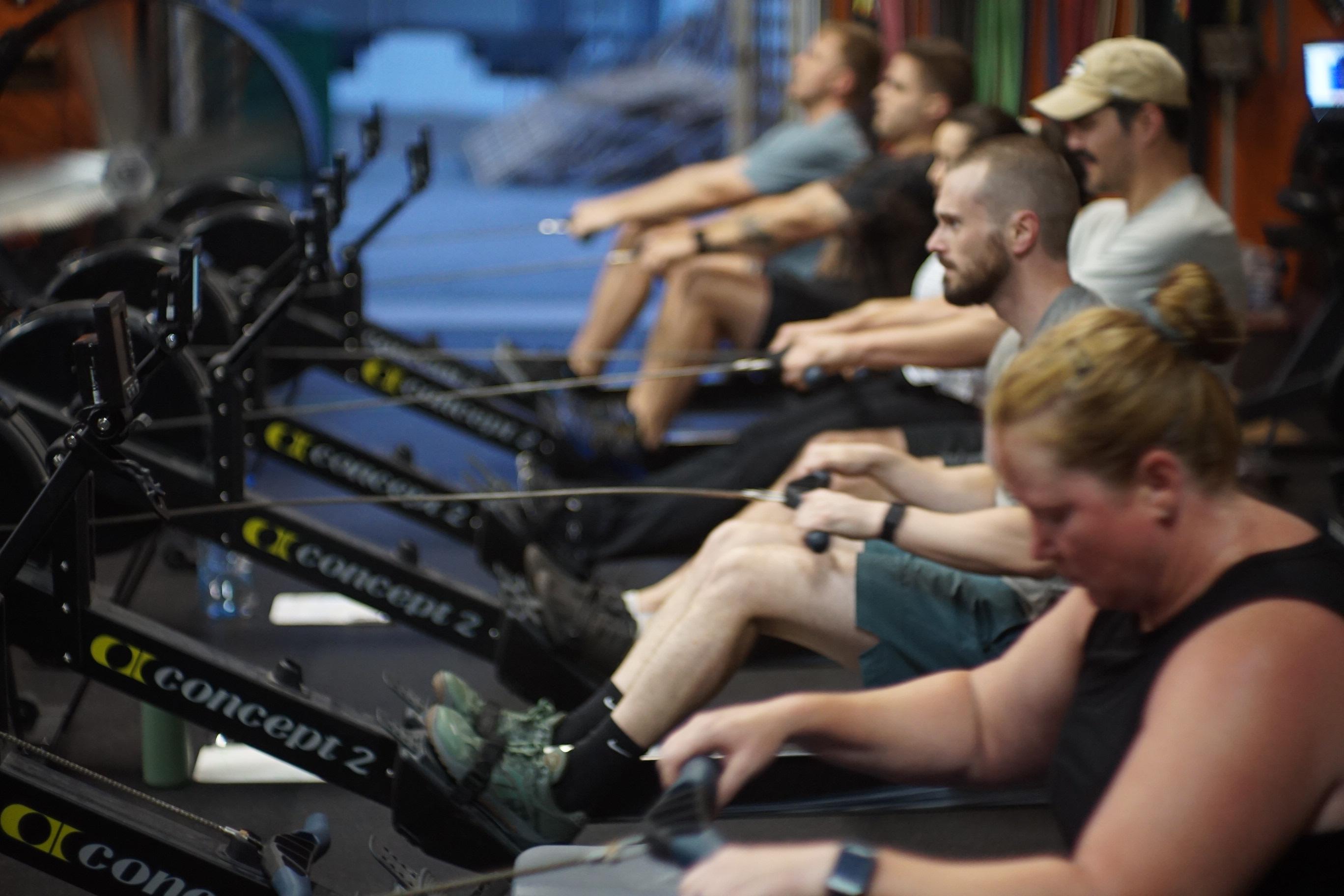 Beginner CrossFit class learning movements