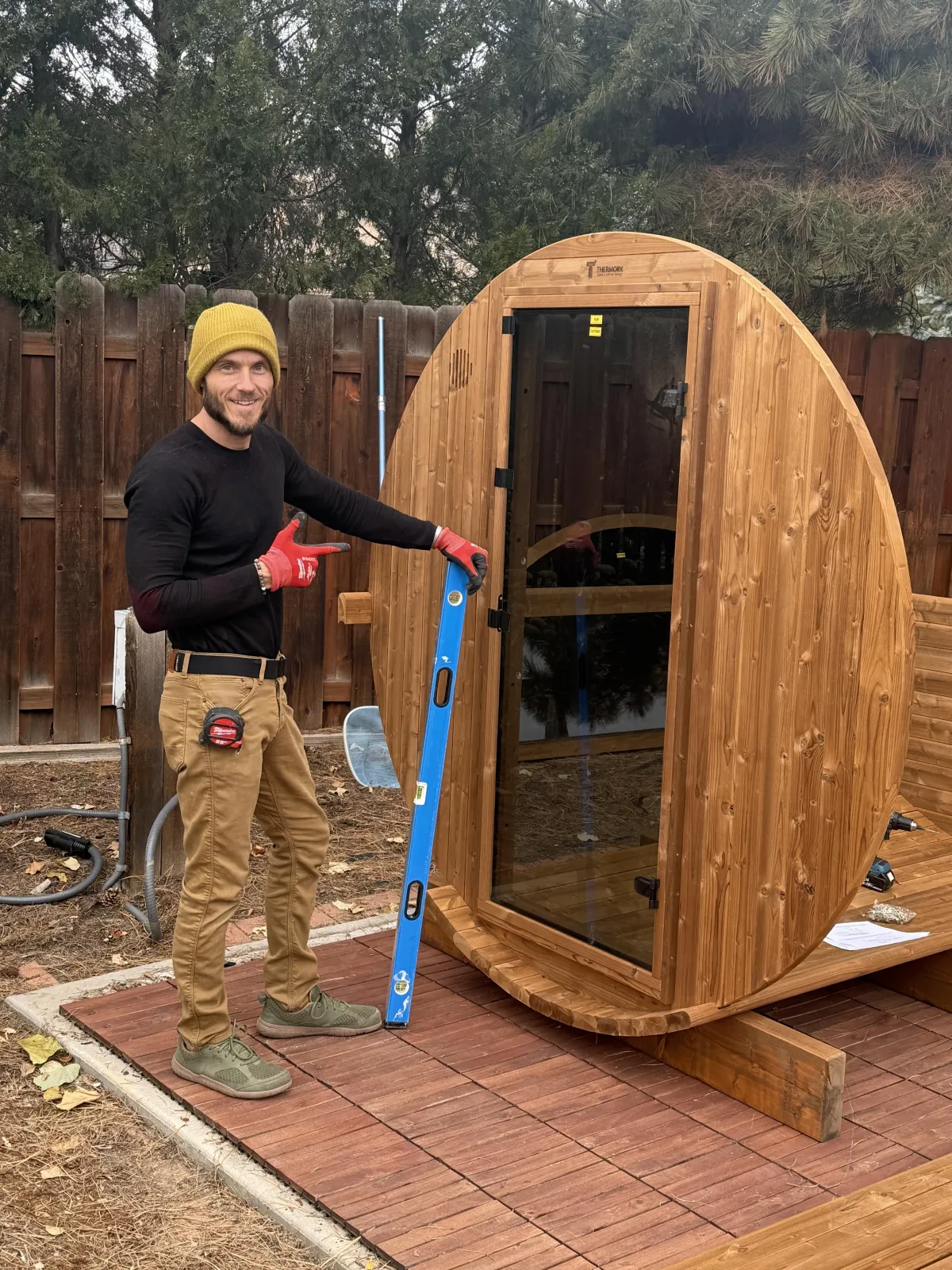 a tool kit with tools in it sitting on a table