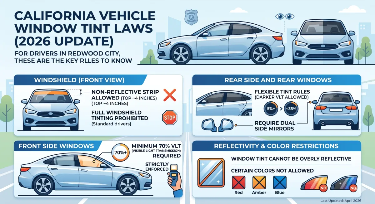 California Window Tint Laws Every Redwood City Driver and Homeowner Should Know in 2026