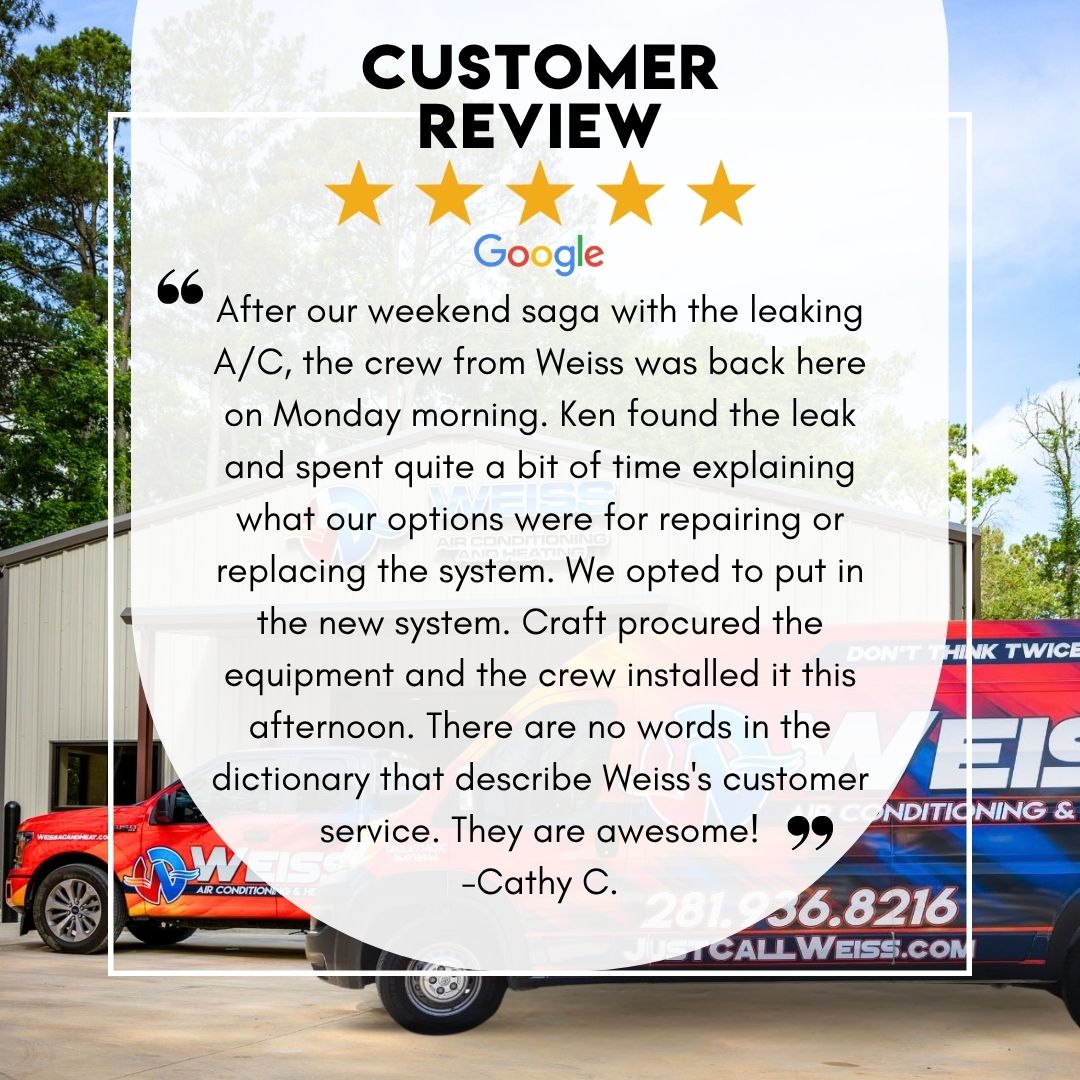 5-star Google Review for Weiss AC & Plumbing