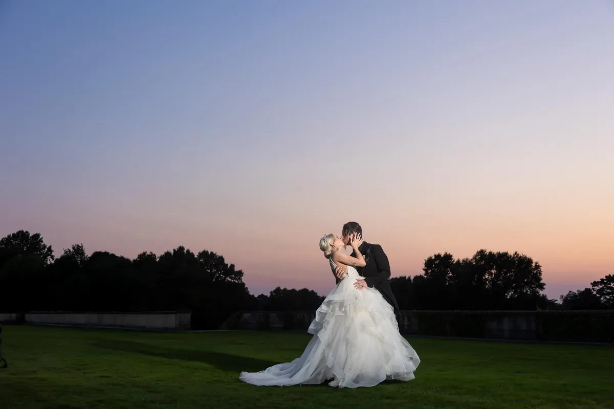 Oheka Castle wedding photographer sunset bride and groom portrait Long Island NY by Lotus Wedding Photography