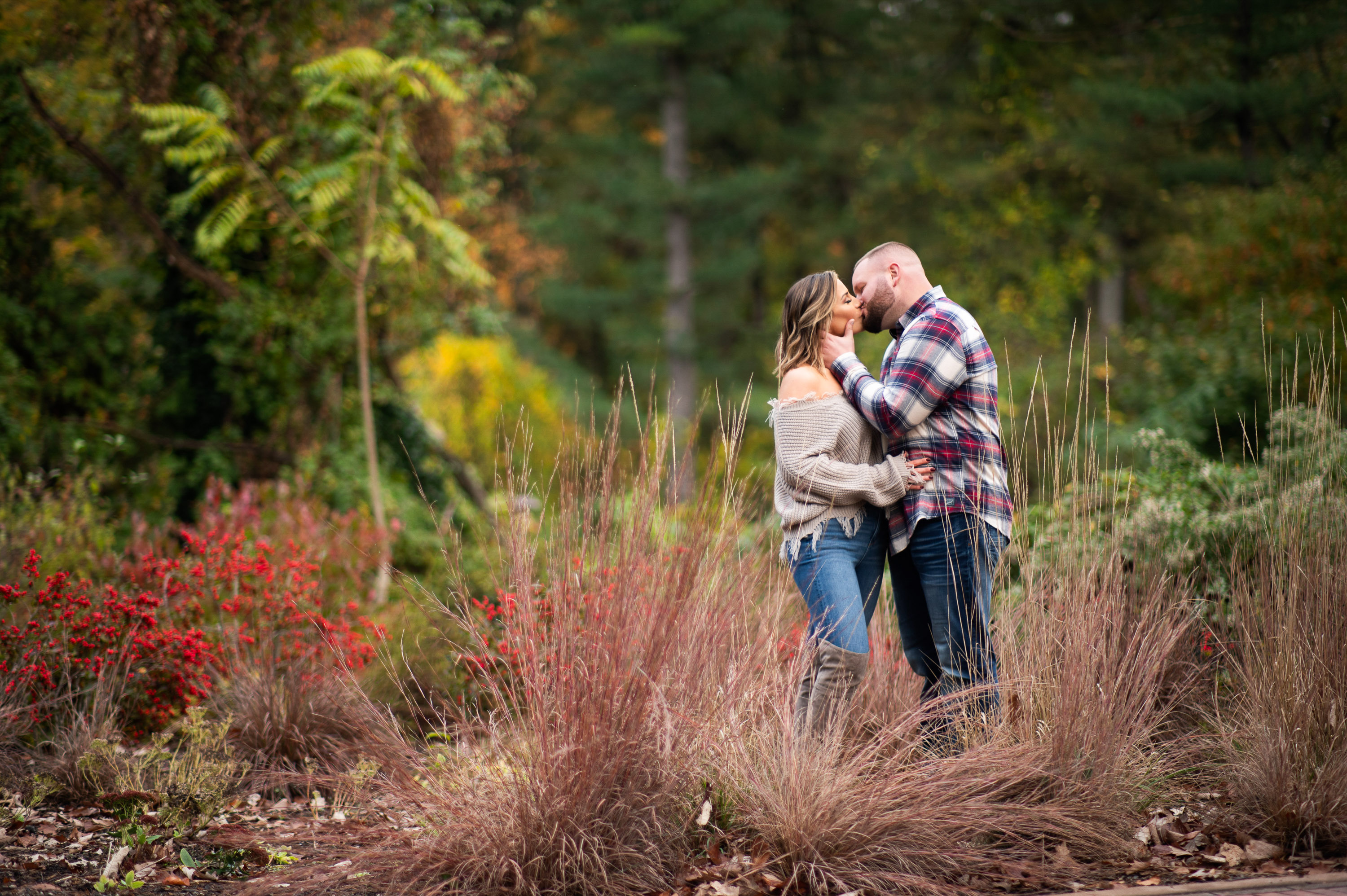 romantic engagement photos at Dallas Arboretum and Botanical Garden photographed by Dallas engagement photographer Lotus Wedding Photography